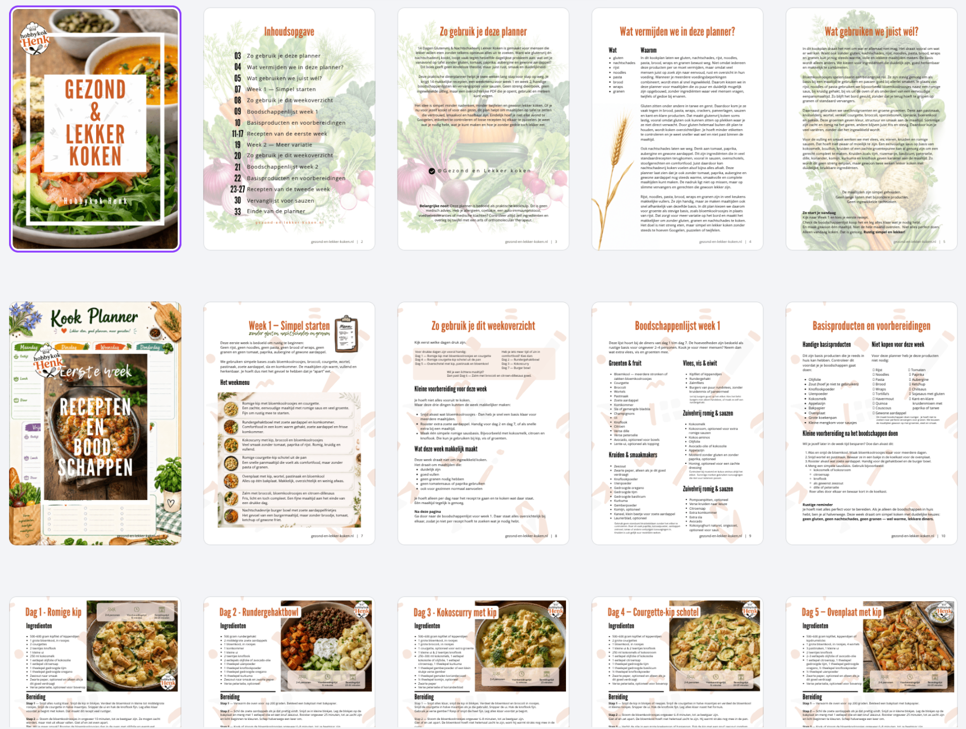 A look inside the cookbook pages